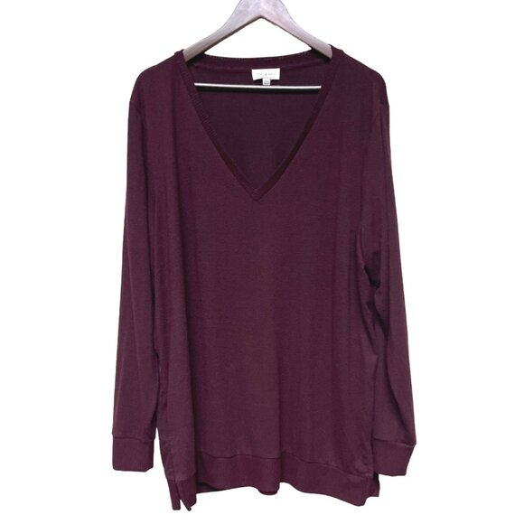 Lucky Brand  Women's Sweater V-Neck Long Sleeve Viscose Blend Purple Size XXL - Picture 1 of 8